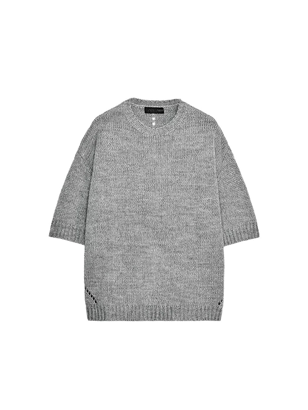 ZARA Gray Knit Crewneck Sweater